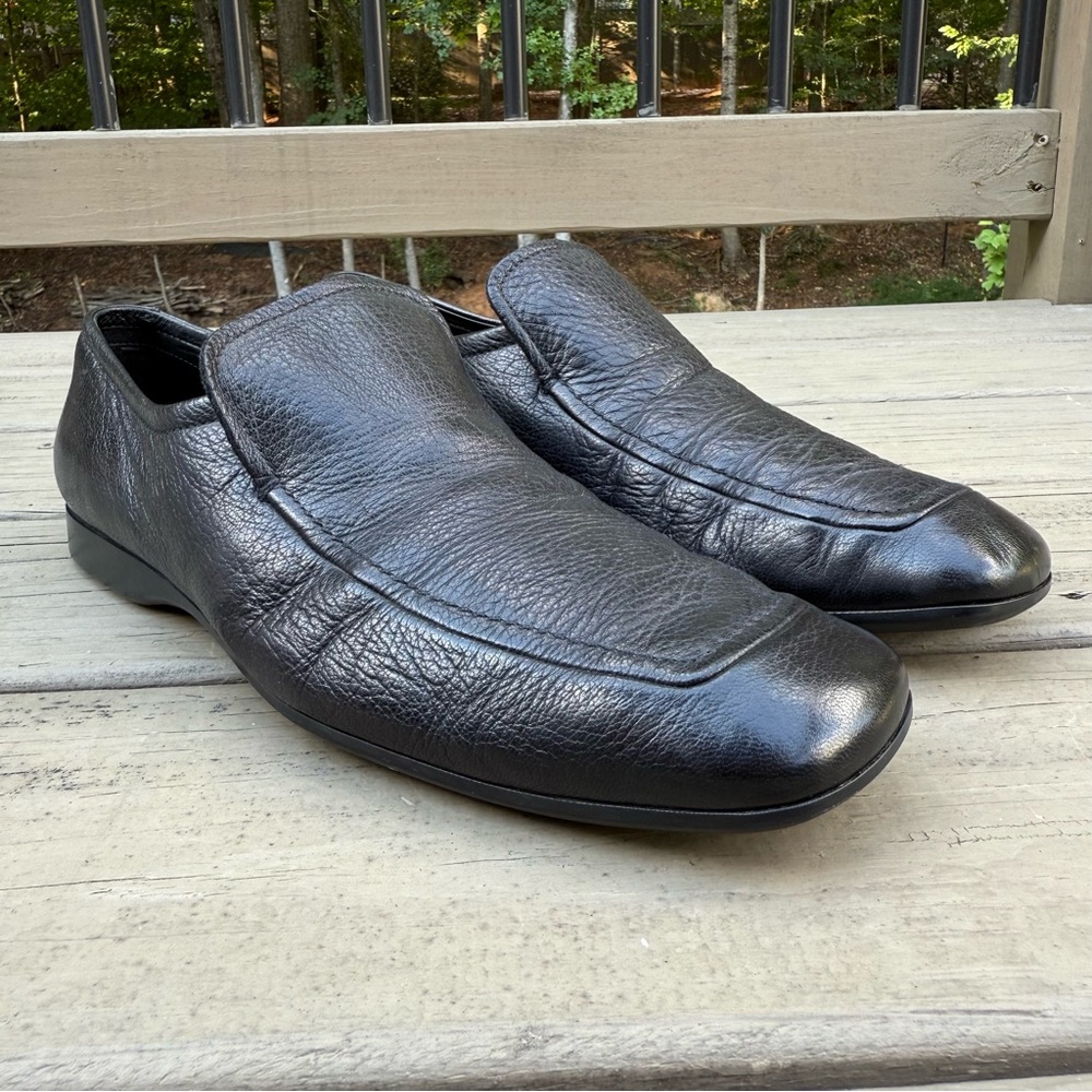 Prada black leather loafers shoes size 9.5 - Picture 3 of 15
